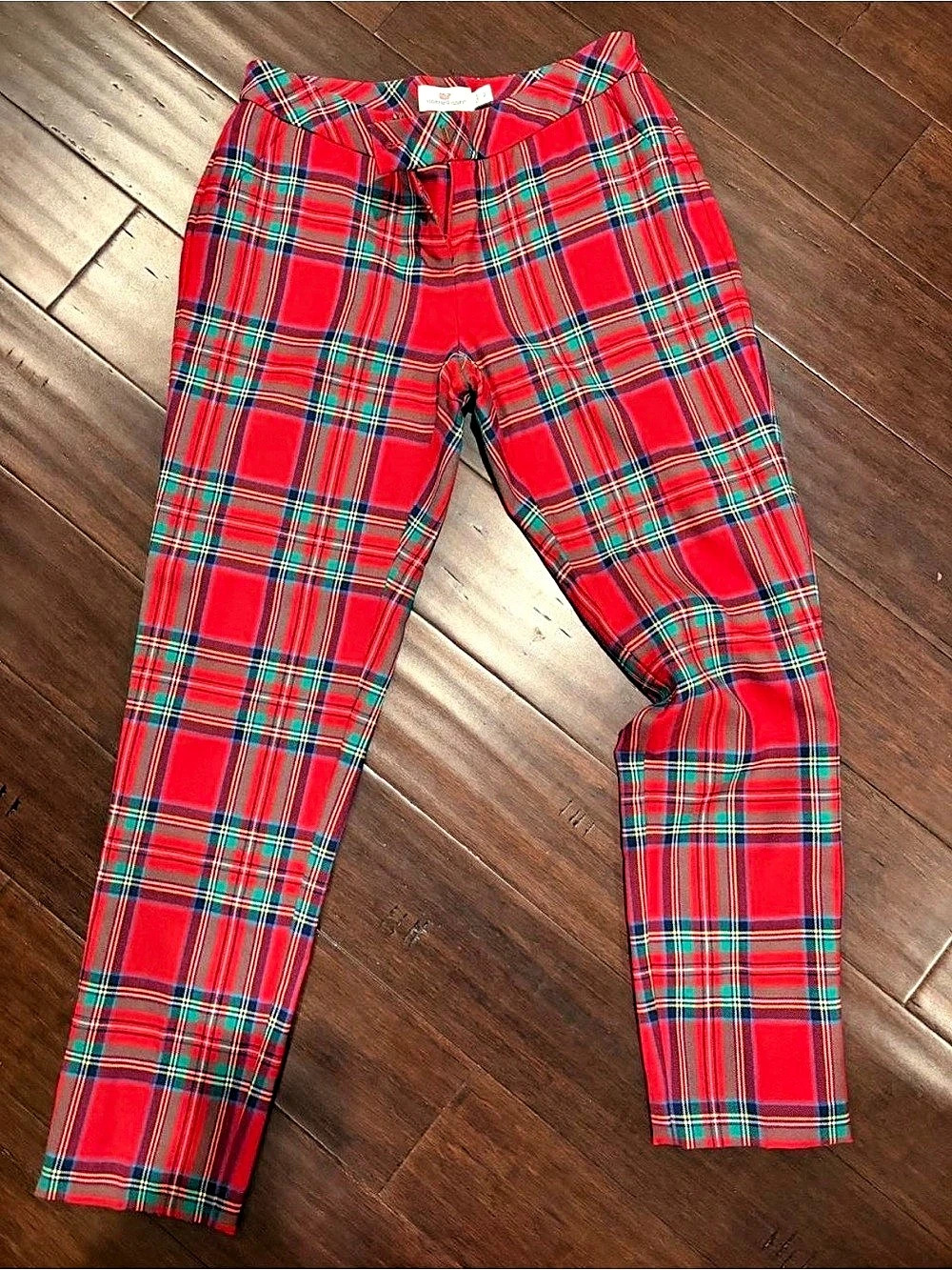 vineyard vines Women's Red Tartan Plaid Pants Red & Green Size 2